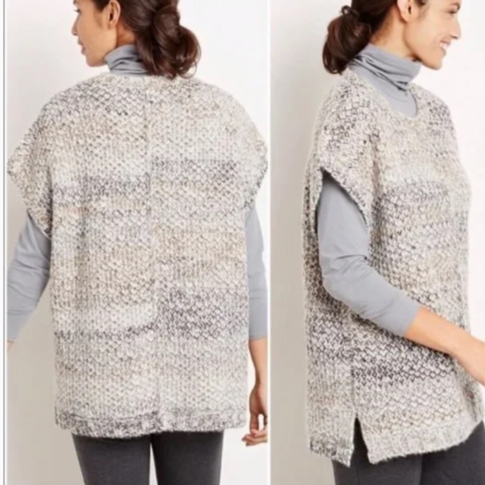 J. Jill Poncho Sweater Vest Neutral Wool Blend XS/S Petite